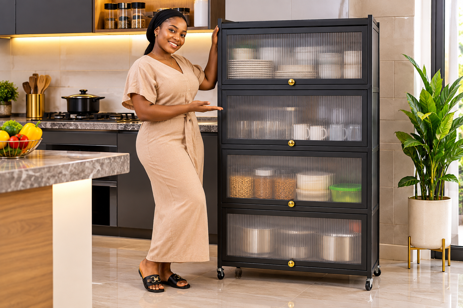 Armoire métallique de Rangement Anti-Poussière à Roulettes