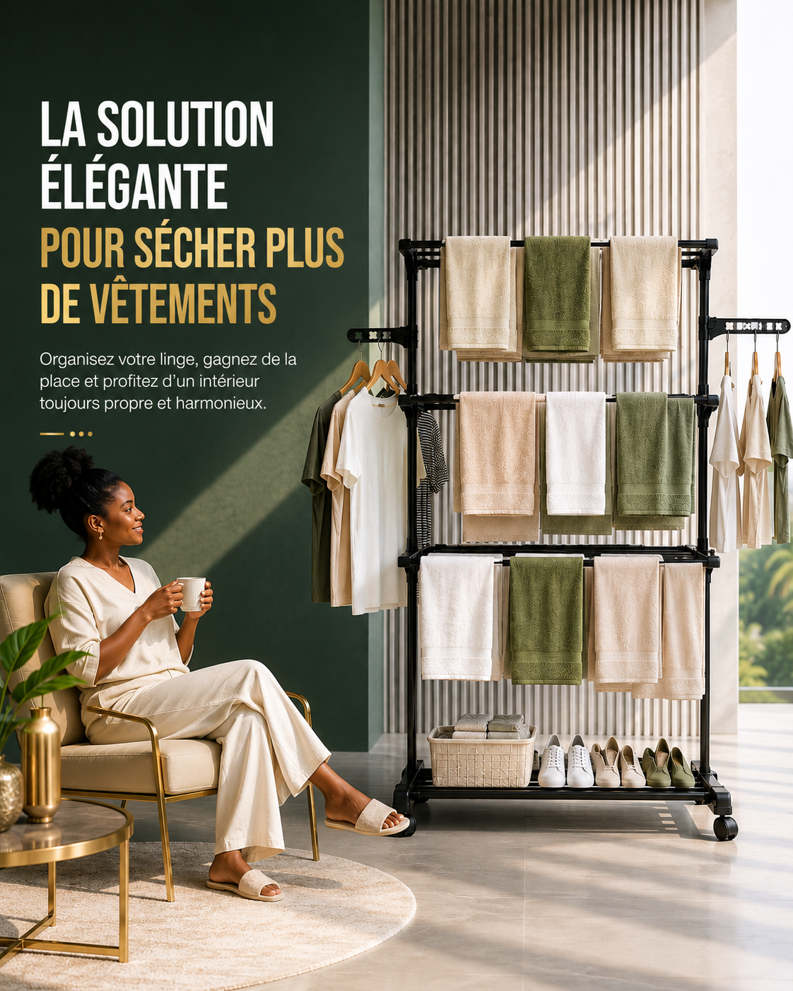 Sèche-linge résistant en acier inoxydable, avec casier de séchage chaussures inclus