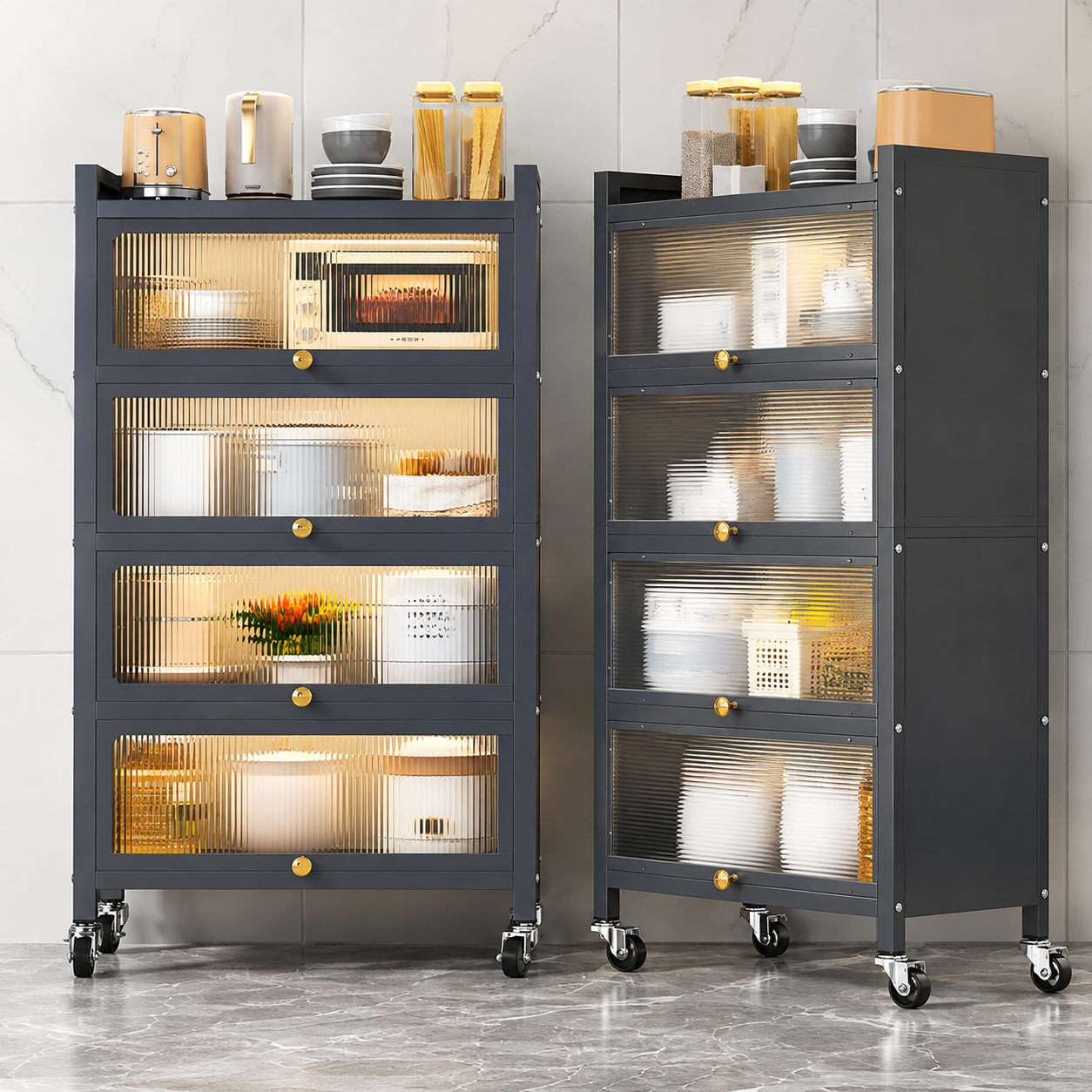 Armoire métallique de Rangement Anti-Poussière à Roulettes
