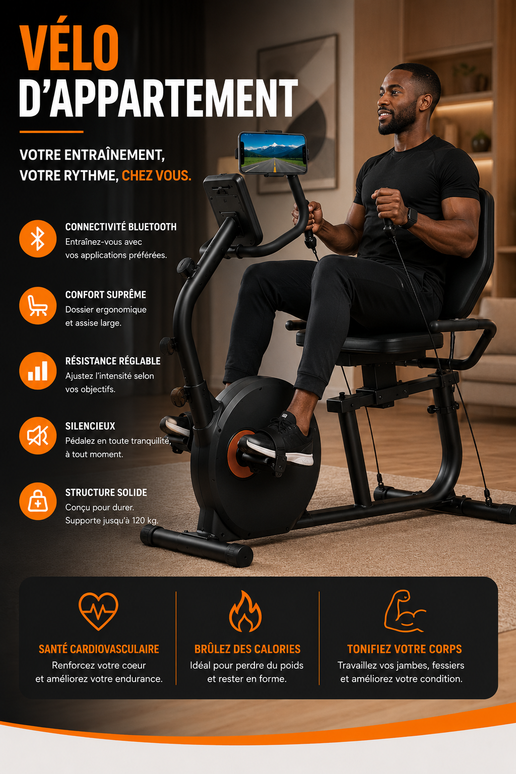 Vélo de sport à multifonctions pour un entraînement efficace à domicile